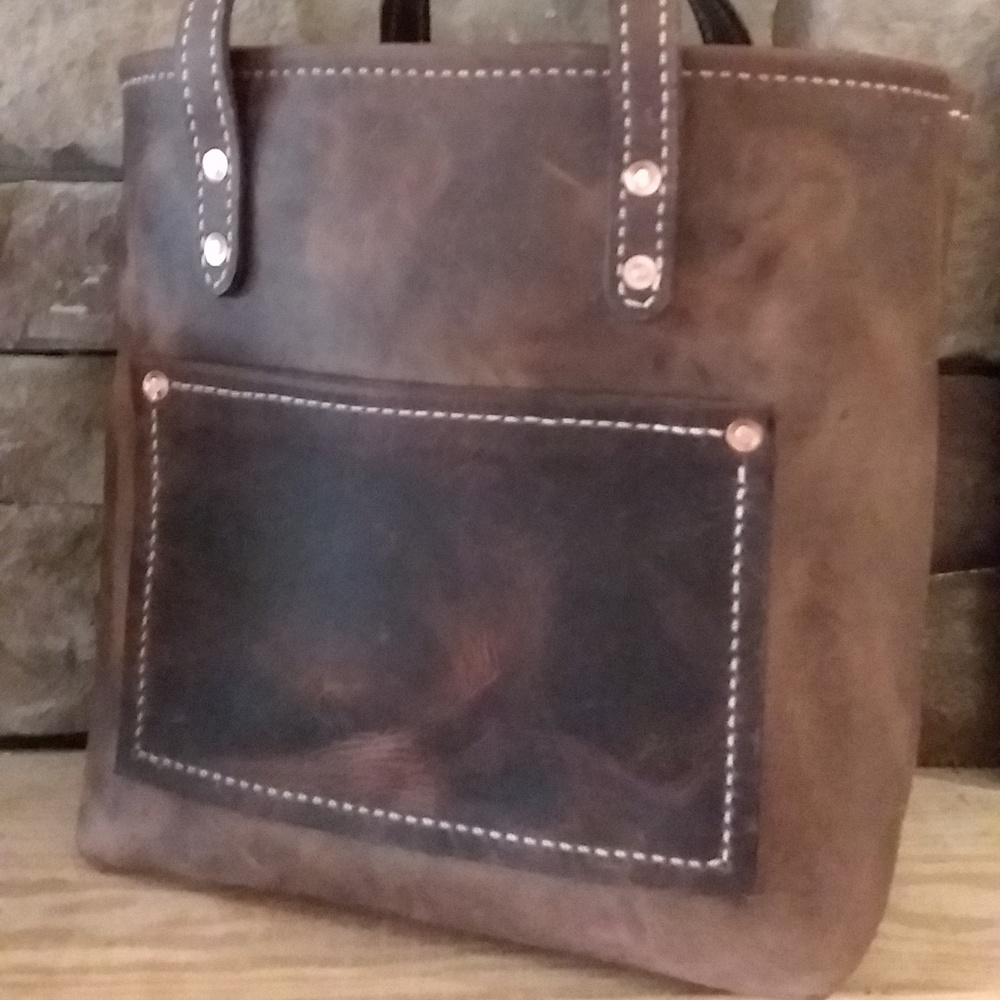 Handcrafted leather tote handbag